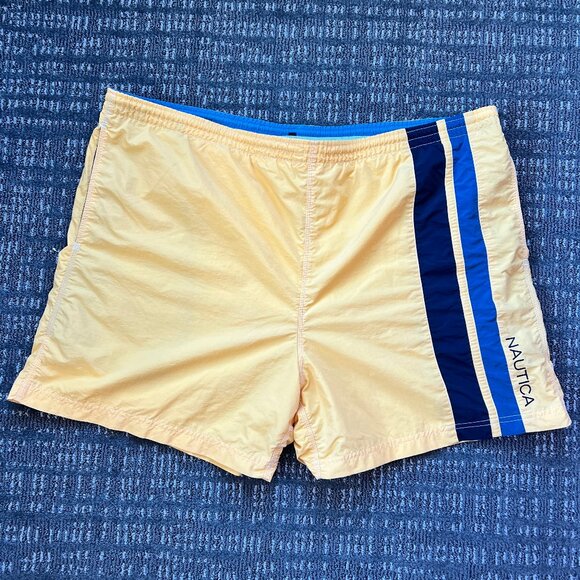 Nautica Men’s Yellow Blue Stripes Swim Trunks Swimwear Suit | Sz XXL - Picture 3 of 15